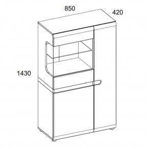 Шкаф с витриной 3D-1S/TYP 32, LINATE ,цвет белый/сонома трюфель в Урае - uray.ok-mebel.com | фото 2