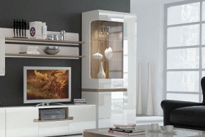 Шкаф с витриной 3D/TYP 01L, LINATE ,цвет белый/сонома трюфель в Урае - uray.ok-mebel.com | фото 6