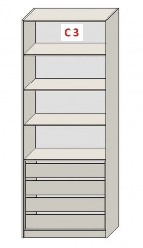 Шкаф СТАНДАРТ С3 4 ящика серия "ГЕСТИЯ" (Бежевый песок/Дуб Небраска натуральный) 800*520*2300 в Урае - uray.ok-mebel.com | фото 2