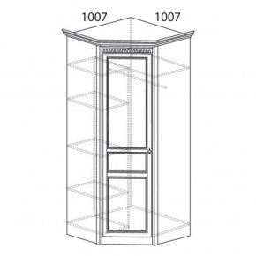 Шкаф угловой №183 "Лючия" Фасад зеркало (Угол 1007*1007) Дуб оксфорд серый в Урае - uray.ok-mebel.com | фото 2