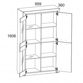 Шкаф-витрина 2V2D, OLIVIA, цвет вудлайн крем/дуб анкона в Урае - uray.ok-mebel.com | фото 6