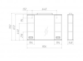 Шкаф-зеркало Cube 90 Эл. Домино (DC5012HZ) в Урае - uray.ok-mebel.com | фото 2