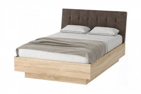 СОНАТА КРС-1400 Кровать с ПМ (дуб сонома/велюр коричневый) в Урае - uray.ok-mebel.com | фото