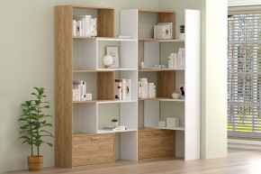 Стеллаж раздвижной (ЛДСП дуб крафт золотой/белый) в Урае - uray.ok-mebel.com | фото 2