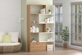 Стеллаж раздвижной (ЛДСП дуб крафт золотой/белый) в Урае - uray.ok-mebel.com | фото 3