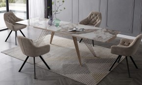 Стол ACERRA NEW 160 GLOSS LUXURY PANDORA SOLID CERAMIC/ каркас цвета шампань, ®DISAUR в Урае - uray.ok-mebel.com | фото 3