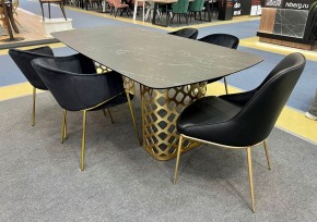 Стол CHIAVARI 220 KL-116 Черный мрамор матовый, итальянская керамика / бронзовый, ®DISAUR в Урае - uray.ok-mebel.com | фото 2