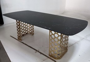 Стол CHIAVARI 220 KL-116 Черный мрамор матовый, итальянская керамика / бронзовый, ®DISAUR в Урае - uray.ok-mebel.com | фото 4