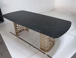 Стол CHIAVARI 220 KL-116 Черный мрамор матовый, итальянская керамика / бронзовый, ®DISAUR в Урае - uray.ok-mebel.com | фото 6