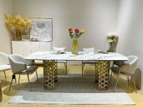 Стол CHIAVARI 220 KL-188 Контрастный мрамор матовый, итальянская керамика / Шампань, ®DISAUR в Урае - uray.ok-mebel.com | фото 2
