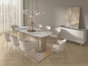 Стол CHIAVARI 220 KL-188 Контрастный мрамор матовый, итальянская керамика / Шампань, ®DISAUR в Урае - uray.ok-mebel.com | фото 9