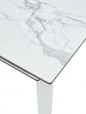 Стол CORNER 120 HIGH GLOSS STATUARIO керамика, стекло/ белый каркас, ®DISAUR в Урае - uray.ok-mebel.com | фото 2