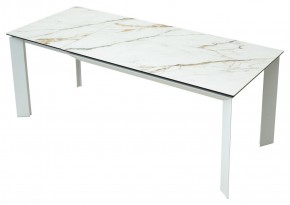 Стол CREMONA 180 KL-188 Контрастный мрамор матовый, итальянская керамика/ белый каркас, ®DISAUR в Урае - uray.ok-mebel.com | фото 9