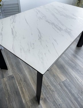 Стол CREMONA 180 KL-99 Белый мрамор матовый, итальянская керамика / черный каркас, ®DISAUR в Урае - uray.ok-mebel.com | фото 2