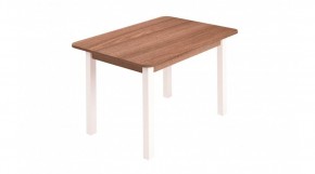 Стол ЛДСП (опоры белые) ясень шимо темный в Урае - uray.ok-mebel.com | фото