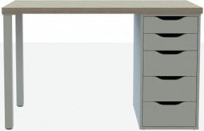 Стол письменный Ингар 1/5Т 120x75x55, дуб беленый/белый в Урае - uray.ok-mebel.com | фото 2