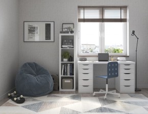 Стол письменный Ингар белый, 140x75, с двумя тумбами в Урае - uray.ok-mebel.com | фото 2