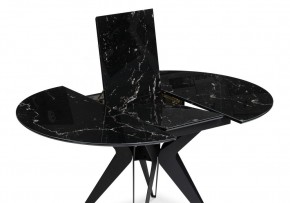 Стол стеклянный Рикла 110(150)х110х76 черный мрамор / черный в Урае - uray.ok-mebel.com | фото 4