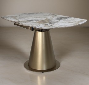 Стол TERAMO 135 GLOSS GRAND JADE SOLID CERAMIC, керамика, поворотн.механизм / Бронзовый, ®DISAUR в Урае - uray.ok-mebel.com | фото