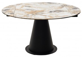 Стол TERAMO 135 GLOSS GRAND JADE SOLID CERAMIC, керамика, поворотн.механизм / Черный каркас, ®DISAUR в Урае - uray.ok-mebel.com | фото