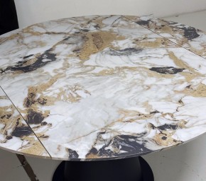 Стол TERAMO 135 GLOSS GRAND JADE SOLID CERAMIC, керамика, поворотн.механизм / Черный каркас, ®DISAUR в Урае - uray.ok-mebel.com | фото 4