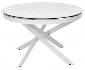 Стол TRENTO 120 HIGH GLOSS STATUARIO Белый мрамор глянцевый, керамика/ белый каркас, ®DISAUR в Урае - uray.ok-mebel.com | фото 2