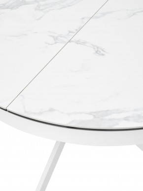 Стол TRENTO 120 HIGH GLOSS STATUARIO Белый мрамор глянцевый, керамика/ белый каркас, ®DISAUR в Урае - uray.ok-mebel.com | фото 4