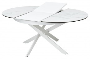 Стол TRENTO 120 HIGH GLOSS STATUARIO Белый мрамор глянцевый, керамика/ белый каркас, ®DISAUR в Урае - uray.ok-mebel.com | фото 5