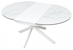 Стол TRENTO 120 HIGH GLOSS STATUARIO Белый мрамор глянцевый, керамика/ белый каркас, ®DISAUR в Урае - uray.ok-mebel.com | фото 8