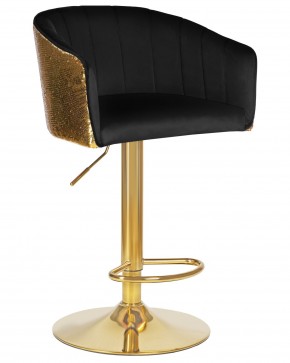 Стул барный DOBRIN DARCY GOLD SHINY, черный велюр с золотыми пайетками в Урае - uray.ok-mebel.com | фото