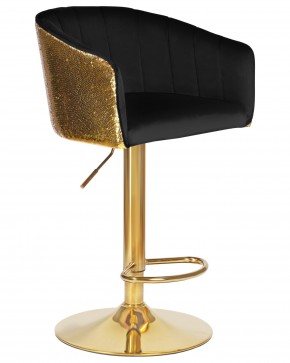 Стул барный DOBRIN DARCY GOLD SHINY, черный велюр с золотыми пайетками в Урае - uray.ok-mebel.com | фото 2