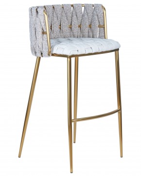 Стул барный DOBRIN EMMA GOLD, белый PU (T-01), белая ткань (F-49) в Урае - uray.ok-mebel.com | фото 2