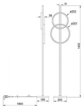 Торшер Arte Lamp Fluido A3913PN-24BK в Урае - uray.ok-mebel.com | фото 2