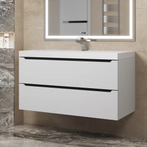 Тумба под раковину Uperwood Tanos 100 см, подвесная, белая/графит в Урае - uray.ok-mebel.com | фото