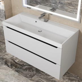 Тумба под раковину Uperwood Tanos 100 см, подвесная, белая/графит в Урае - uray.ok-mebel.com | фото 10