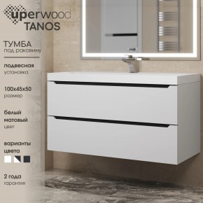 Тумба под раковину Uperwood Tanos 100 см, подвесная, белая/графит в Урае - uray.ok-mebel.com | фото 3