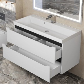 Тумба под раковину Uperwood Tanos 100 см, подвесная, белая/графит в Урае - uray.ok-mebel.com | фото 9