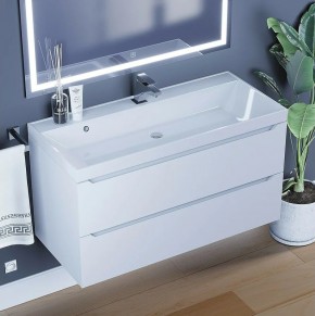 Тумба под раковину Uperwood Tanos 100 см, подвесная, белая матовая в Урае - uray.ok-mebel.com | фото 10