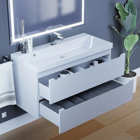 Тумба под раковину Uperwood Tanos 100 см, подвесная, белая матовая в Урае - uray.ok-mebel.com | фото 9