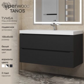 Тумба под раковину Uperwood Tanos 100 см, подвесная, черная матовая в Урае - uray.ok-mebel.com | фото 3