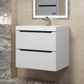 Тумба под раковину Uperwood Tanos 60 см, подвесная, белая/графит в Урае - uray.ok-mebel.com | фото