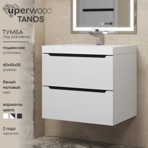 Тумба под раковину Uperwood Tanos 60 см, подвесная, белая/графит в Урае - uray.ok-mebel.com | фото 3