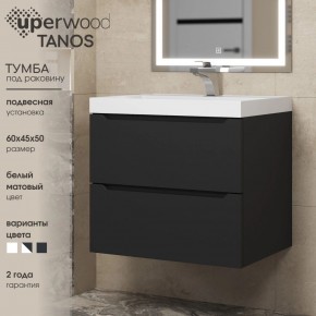 Тумба под раковину Uperwood Tanos 60 см, подвесная, черная матовая в Урае - uray.ok-mebel.com | фото 3