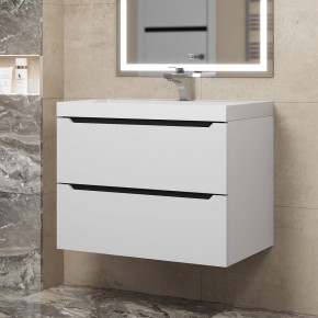 Тумба под раковину Uperwood Tanos 70 см, подвесная, белая/графит в Урае - uray.ok-mebel.com | фото