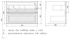 Тумба под раковину Uperwood Tanos 70 см, подвесная, белая/графит в Урае - uray.ok-mebel.com | фото 7