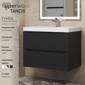 Тумба под раковину Uperwood Tanos 70 см, подвесная, черная матовая в Урае - uray.ok-mebel.com | фото 3