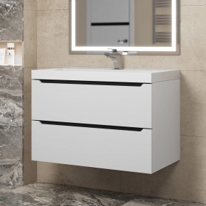 Тумба под раковину Uperwood Tanos 80 см, подвесная, белая/графит в Урае - uray.ok-mebel.com | фото