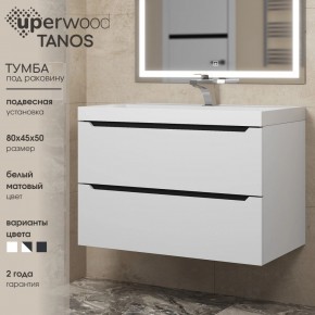 Тумба под раковину Uperwood Tanos 80 см, подвесная, белая/графит в Урае - uray.ok-mebel.com | фото 3