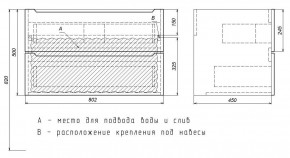 Тумба под раковину Uperwood Tanos 80 см, подвесная, белая/графит в Урае - uray.ok-mebel.com | фото 7