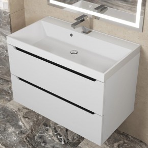 Тумба под раковину Uperwood Tanos 80 см, подвесная, белая/графит в Урае - uray.ok-mebel.com | фото 8